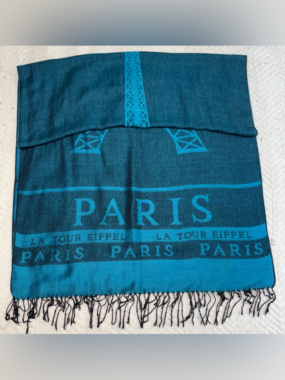Paris Eiffel Tower Two-Tone Blue Scarf Wrap